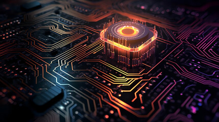 Abstract elements of circuits, technology. Generative AI