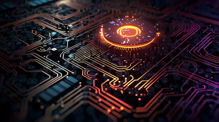 abstract elements of circuits, technology. generative ai