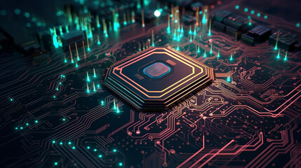 Abstract elements of circuits, technology. Generative AI