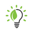 © yana - Save energy symbol. Light bulb with a energy icon and green leaf.