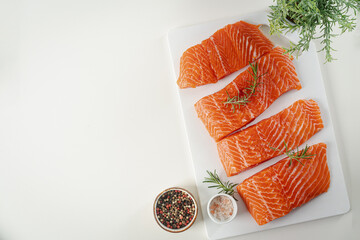 Wall Mural - Fresh raw salmon fish fillet