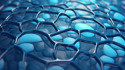 Aufkleber - Oil bubbles with fine structures floating on blue water. Generative ai