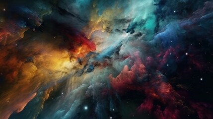 Wall Mural - dramatic space view moving through universe galaxies stars and nebulae. generative ai