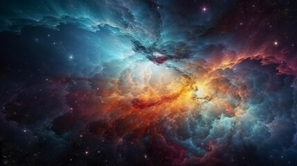 Wall Mural - dramatic space view moving through universe galaxies stars and nebulae. generative ai