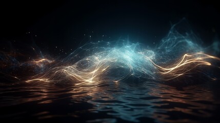 Wall Mural - abstract wave background with many glowing particles. musical wave. digital network background. gene