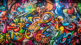 Fototapeta Fototapety dla młodzieży do pokoju - Colorful graffiti on the wall. AI	