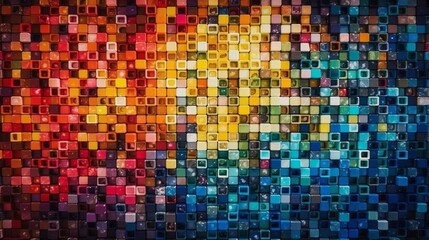 Poster - Vibrant background made up of various sized squares in different colors. Generative AI