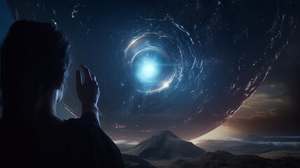 Wall Mural - in front of a portal - fictitious generated by generative ai