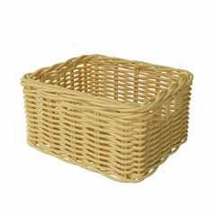 Canvas Print - 3D rendering of an empty wicker basket is shown against a white background