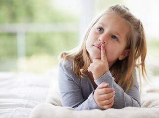 Poster - What adventures can I get up to today. a young girl relaxing in her bedroom daydreaming.