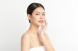 © kitthanes  - Beautiful young asian woman with clean fresh skin on white background, Face care, Facial treatment, Cosmetology, beauty and spa, Asian women portrait.