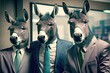 donkey faces in suits and ties corporate banner for success generative ai