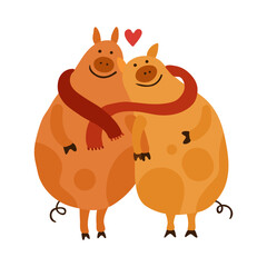 Sticker - Cartoon Piggies New Year