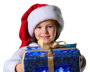 Poster - Beautiful little girl with gift box