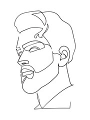 Wall Mural - Continuous one line drawing of man portrait. Hairstyle. Fashionable men's style. - Vector illustration.