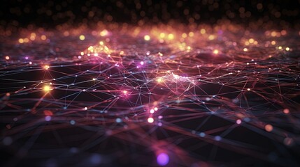 Abstract digital background with connecting dots and lines. Network connection structure. 3d rendering.GenerativeAi
