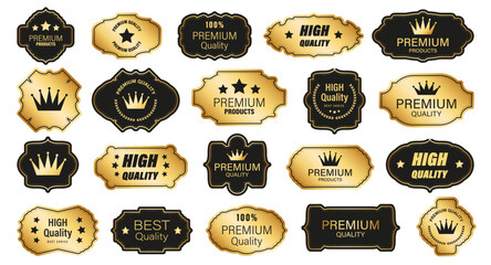 Fototapete - Premium quality badges sticker collection. High quality, premium quality, best quality golden and black badges