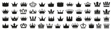 Set Of Black Crown Icons. Black Crown Symbol Collection