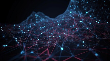 Wall Mural - abstract digital background with connecting dots and lines. network connection structure. 3d renderi