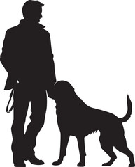 Man and dog silhouette Vector illustration, SVG