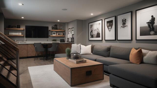 basement living room and man cave