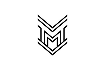 Wall Mural - shield and letter m line art style logo