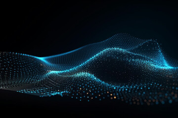 Wave digital background wallpaper with soft points and lines. Waving abstract internet technology communication network texture design. Ai generated
