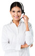 © BillionPhotos.com - Young woman  with headphones, call center or support concept