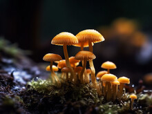 Beautiful Yellow Forest Mushrooms