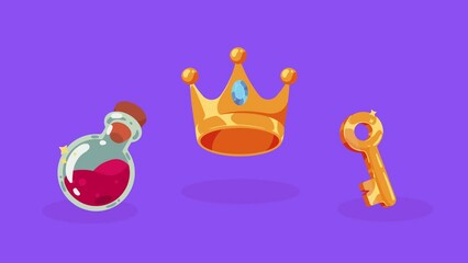 Sticker - potion with crown and key video game animation