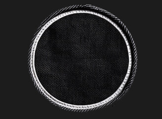 blank black round embroidered patch mockup, top view, 3d. empty cloth attachment for sing icon mock 