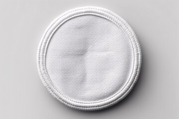 blank white round embroidered patch mockup, top view, 3d. empty cloth attachment for sing icon mock 