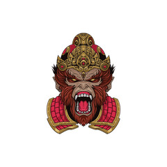 Wall Mural - king monkey atau anoman obong, monkey character logo with royal ornament.