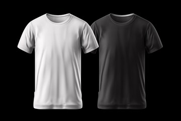 Wall Mural - Men's white and black t-shirt with short sleeve template mockup. Front view. Custom design template. Generative ai.