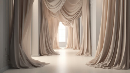 Curtain in the room. 3d render. Interior design. generative ai