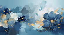 Watercolor Floral Background With Blue And Yellow Flowers. Vector Illustration. Generative Ai