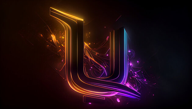 Beautiful abstract futuristic letter U logo Ai generated image