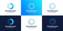Collection Of Technology Connection Logo Design With Abstract Dot, Blockchain, Molecule And System Graphic Design Vector Illustration. Symbol, Icon, Creative.