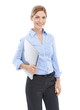 © Shrikant/peopleimages.com - Laptop, happy and portrait of business woman with smile on isolated, transparent and png background. Corporate boss, advertising and female with computer for website, social media and communication