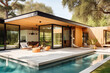 © TRINETTE + CHRIS - Small modern design home with backyard pool.