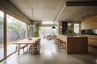 © Trinette Reed - Modern design open kitchen and dining room in home. Generative AI.