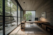 © TRINETTE + CHRIS - Architecture image of Japanese modern design style home office with desk. Generative AI.