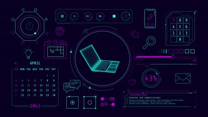Wall Mural - infographics about network technologies animated on the alpha channel.