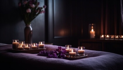 Wall Mural - Luxurious candlelit room with relaxing aromatherapy spa treatment generated by AI