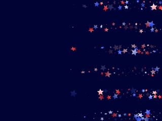 Wall Mural - Flying red blue white star sparkles vector american patriotic background.