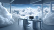 God office in the clouds. fantasy created with Generative AI technology.