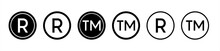 Set Of Registered Trademark Symbols In Black Vector 10 Eps.