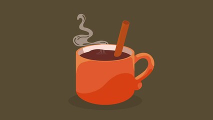 Wall Mural - hot coffee drink in cup animation