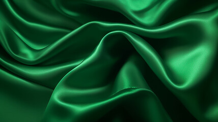A green silk fabric with a soft wave of light.