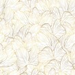 Golden leaves Ginkgo Biloba  background. Luxury floral art line. Gold leaves natural pattern.